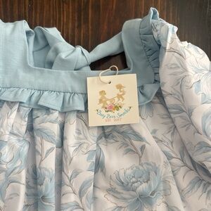 Busy Bees Smocks Blue Floral Kids Dress